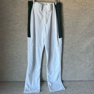 Majestic Men's Baseball Pants white with Hunter Green accent Adult Small